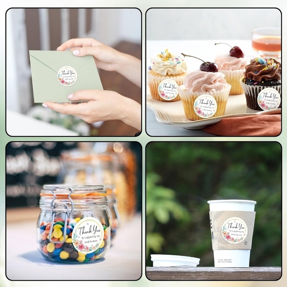 1.5" Floral Roses 🌹💐Thank You For Supporting My Small Business Stickers🌹💐 - Picture 4 of 6